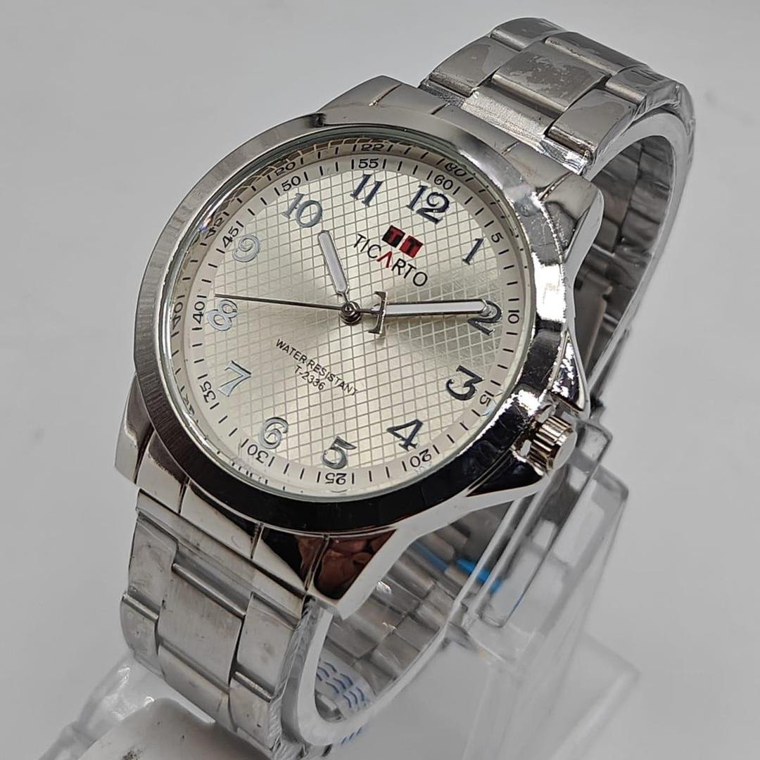 Elegant Ticarto Men's Watch with Silver Dial and Stainless Steel Bracelet